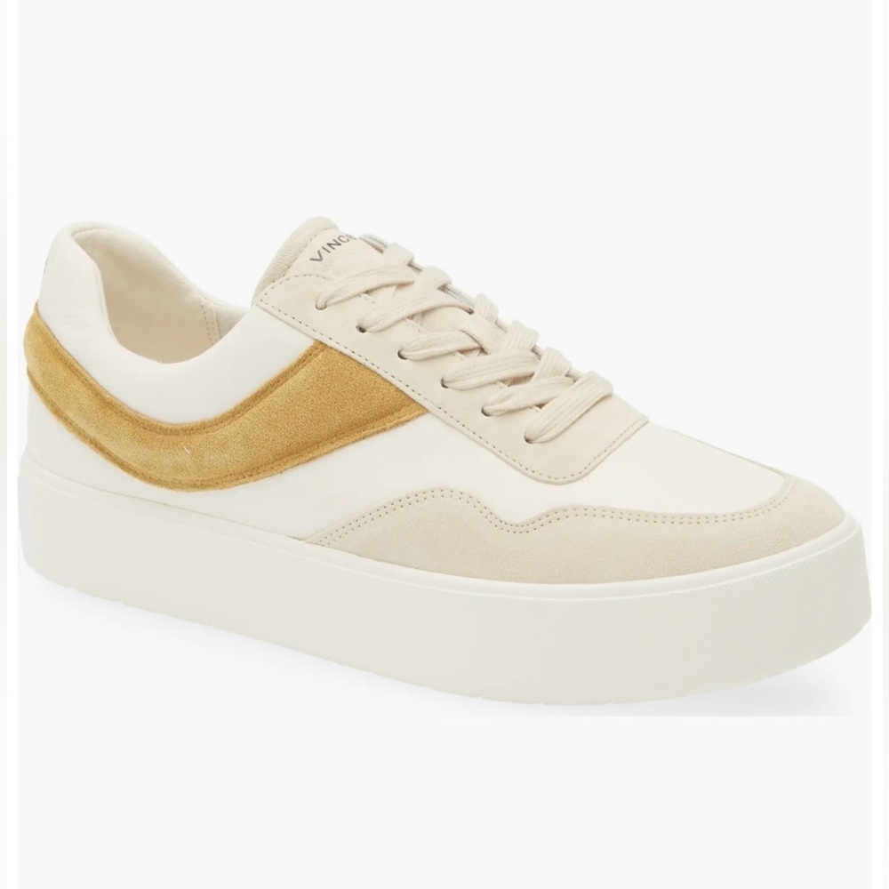 NWOT Vince Benfield court sneaker womens size 9 milk/golden desert color
